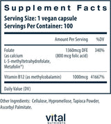 B-12 / Methyl Folate 1000 MCG 100 Capsules