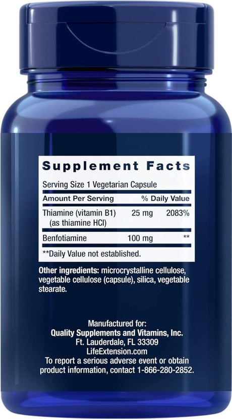 Benfotiamine with Thiamine 100 MG 120 Veggie Caps