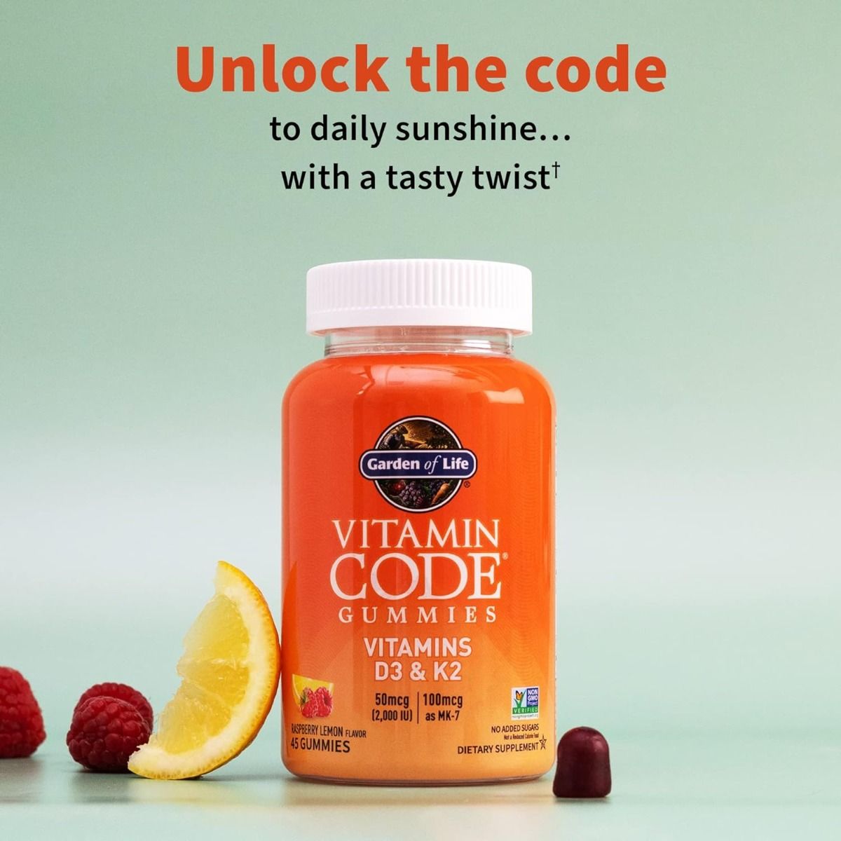 Vitamin Code D3 and K2 45 Gummies Raspberry Lemonade