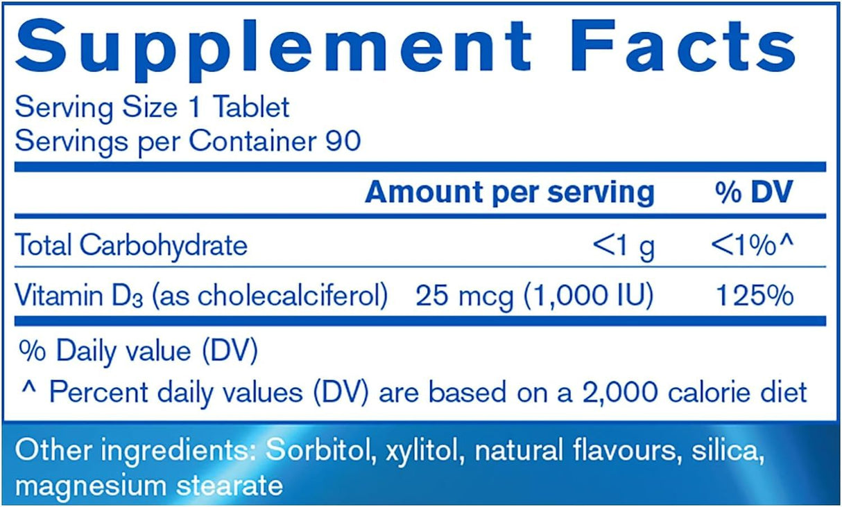 Chewable Vitamin D 1000 IU 90 Chewable Tablets