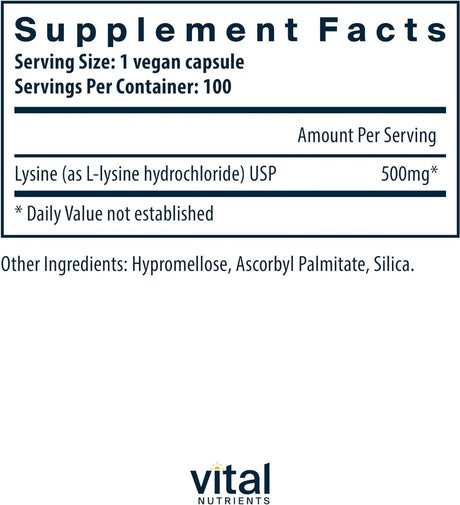 L-Lysine 500 MG 100Capsules