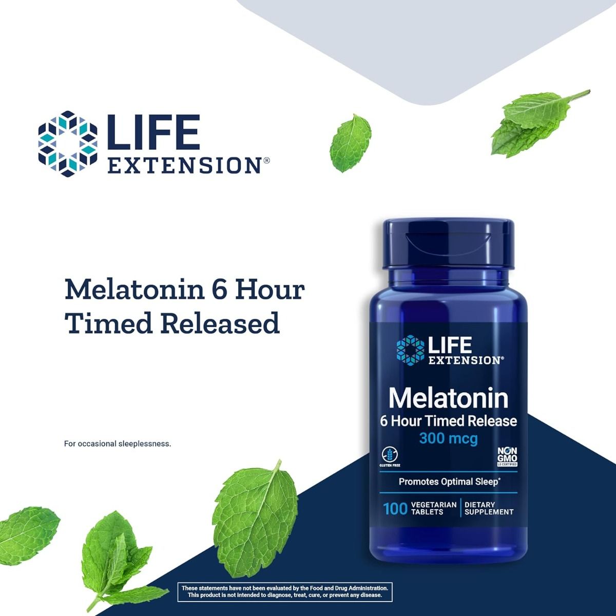 Melatonin 6 Hour Timed Release 300 MCG 100 Veg Tablets