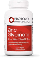 Zinc Glycinate 30mg Albion TRACCS Zinc 120 Softgels