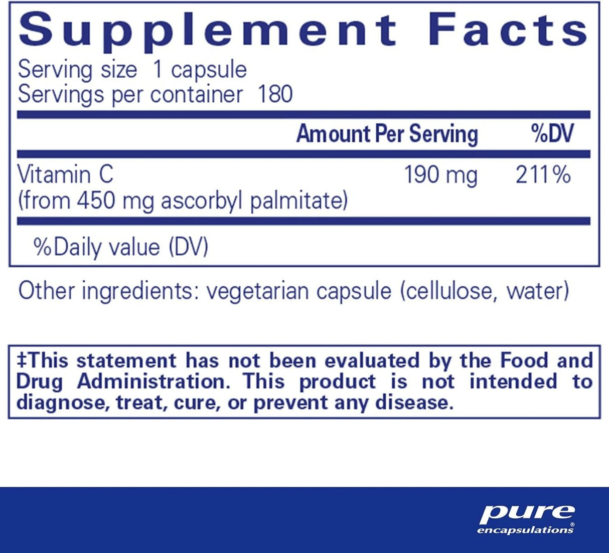 Ascorbyl Palmitate 180 Veggie Caps