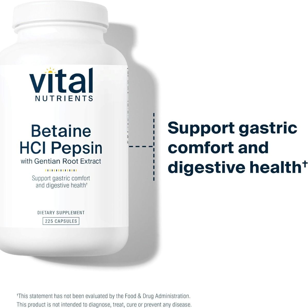 Betaine HCL Pepsin & Gentian Root Extract 225 Capsules