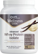 Wellness Code Advanced Whey Protein Isolate 1 Lb Or 16 Oz (454 G) Powder Natural Vanilla