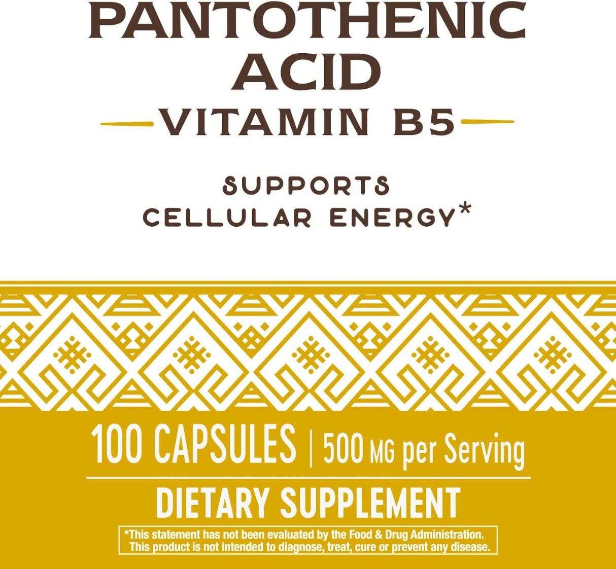 Pantothenic Acid 250 MG 100 Capsules