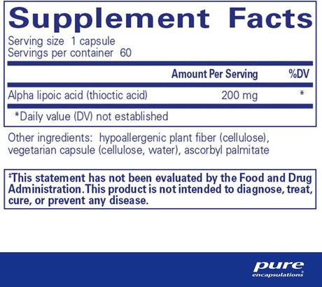 Alpha Lipoic Acid 200 Mg 60 Veggie Caps