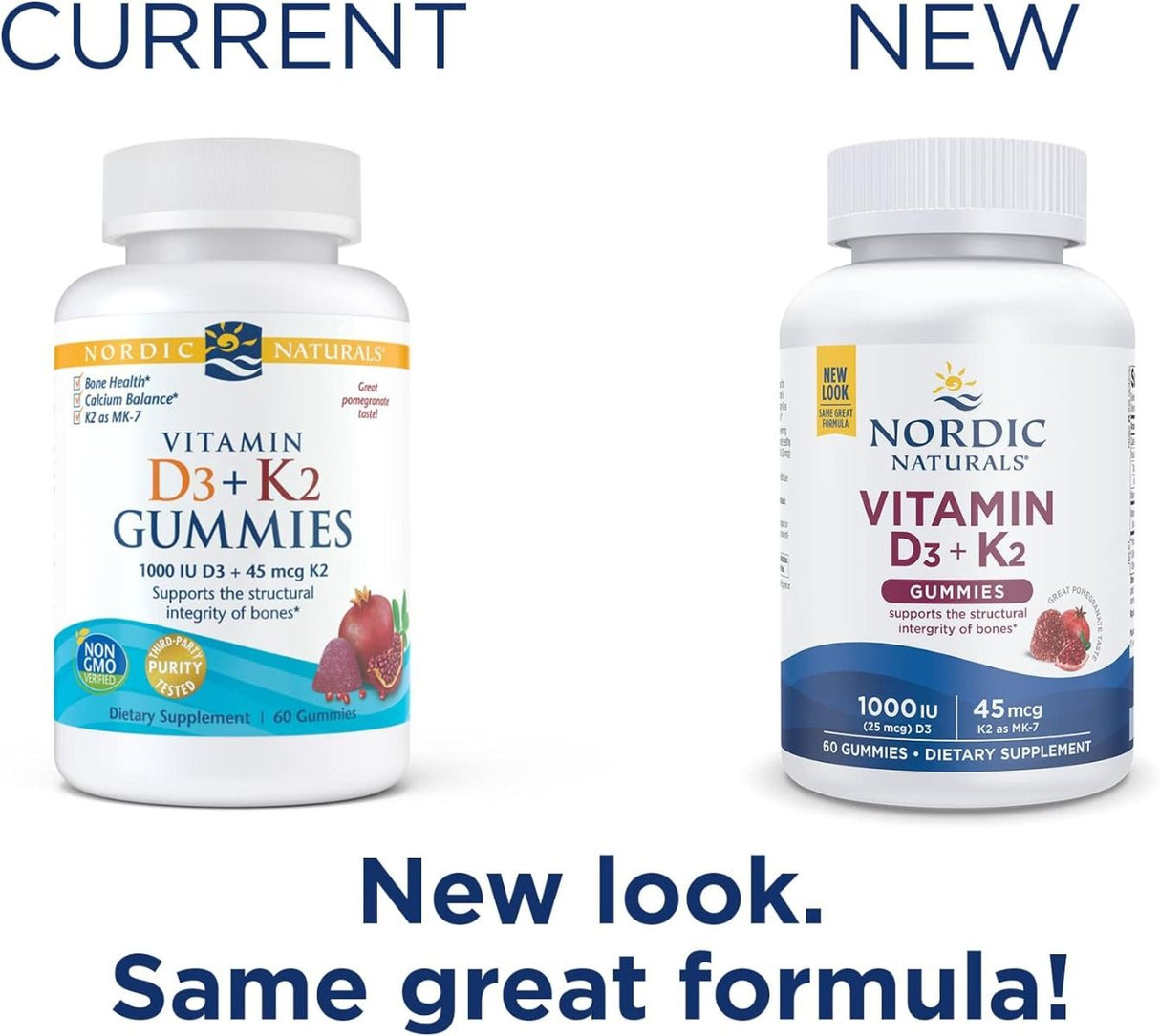 Vitamin D3 + K2 Gummies 1000 IU 60 Gummies Pomegranate