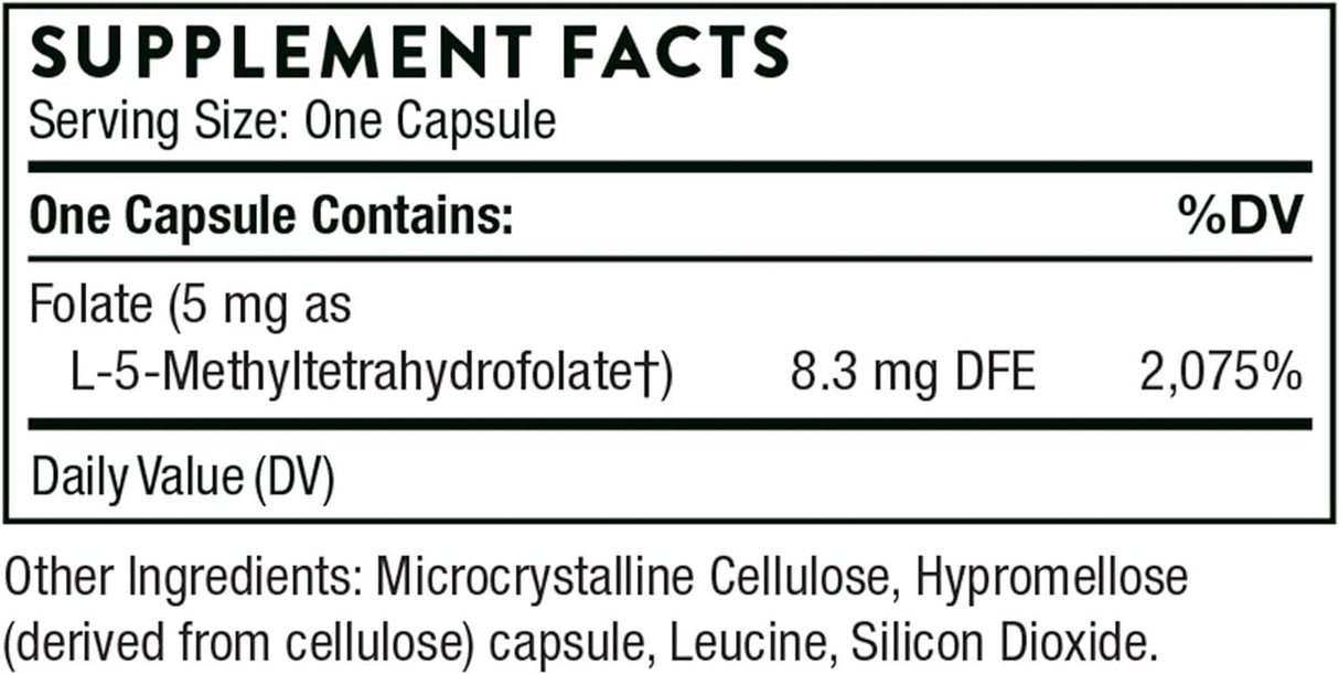 5-MTHF 5mg 5 Mg 60 Veggie Caps