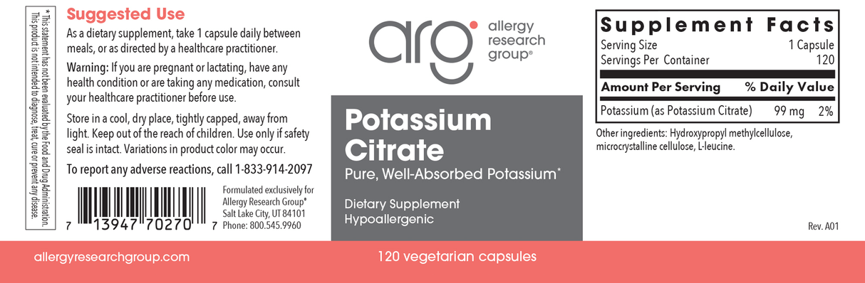 Potassium Citrate 120Veggie Caps