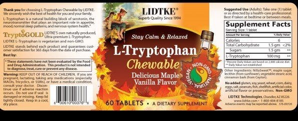 L-Tryptophan 100mg 60Chewable Tablets