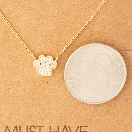 Gold Dipped Dog Paw Print Charm Necklace: G