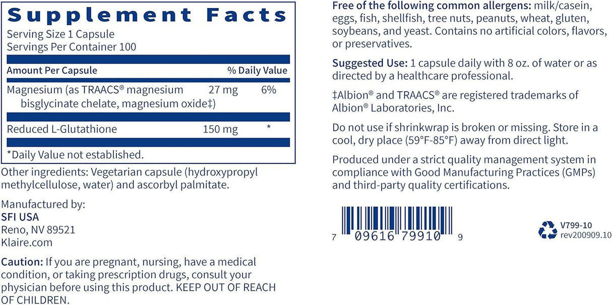 Reduced L-Glutathione 150 MG 100 Veggie Caps