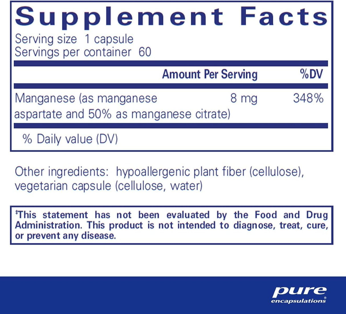 Manganese Aspartate/citrate 60 Capsules