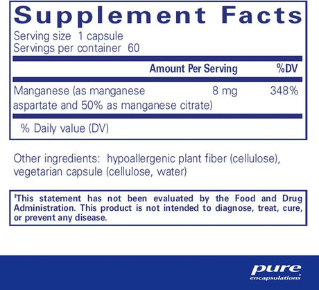 Manganese Aspartate/citrate 60 Capsules