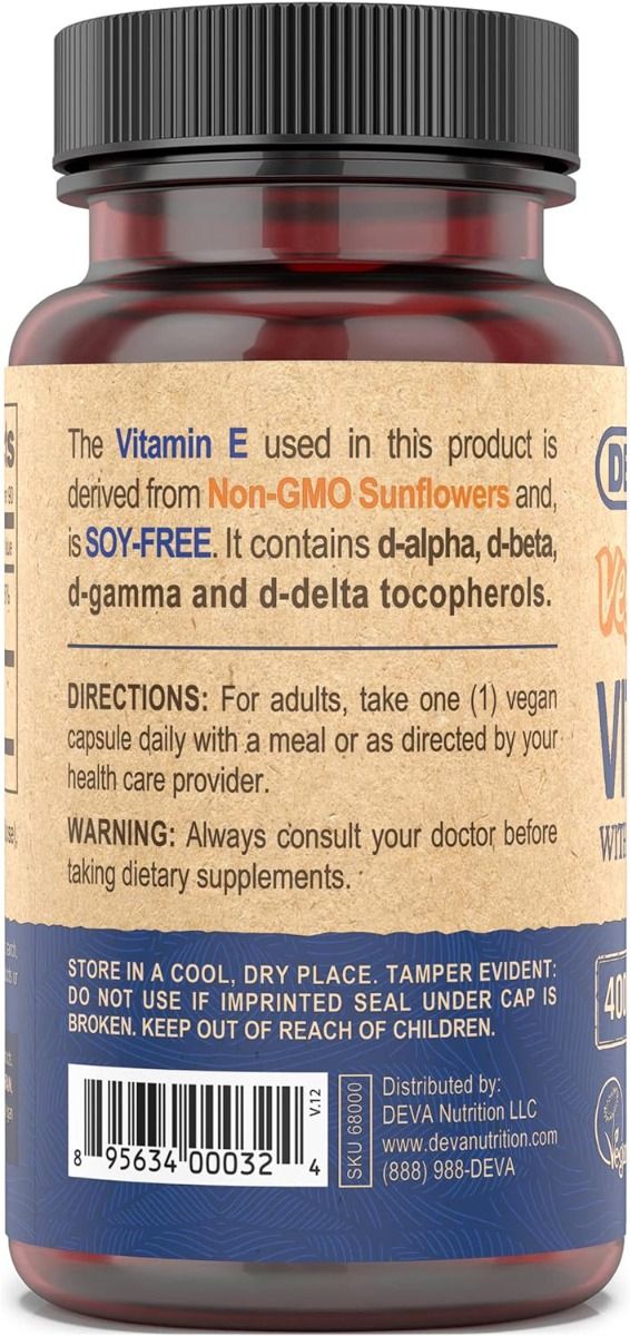 Deva Vegan Vitamin E with Mixed Tocopherols 400 IU