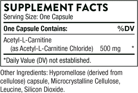 Acetyl-L-Carnitine FKA Carnityl 500 Mg 60veggie Caps