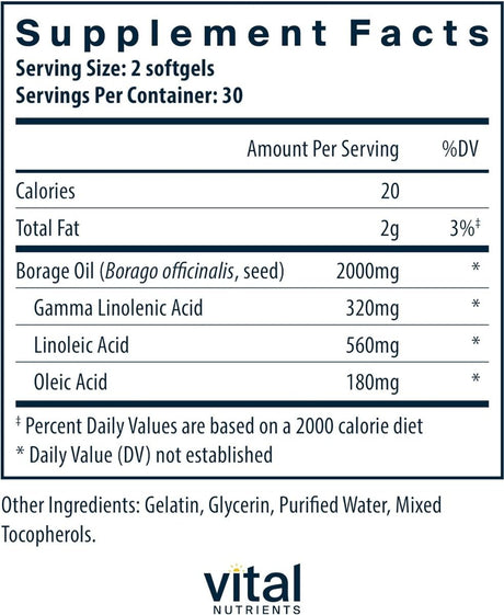 Borage Oil 1000 MG 60 Softgels