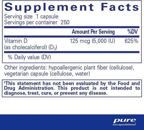 Vitamin D3 5000 IU 250 Capsules