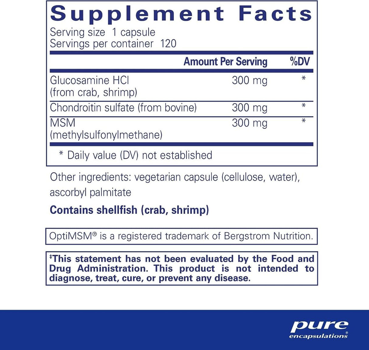 Glucosamine + Chondroitin with MSM 120 Veggie Caps