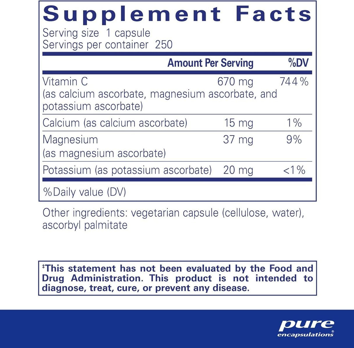 Buffered Ascorbic Acid 250 Capsules