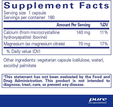 Calcium (MCHA) with Magnesium 180 Capsules