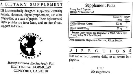 LTP Lyphoactivated Thymic Peptides 600 MG 60Capsules