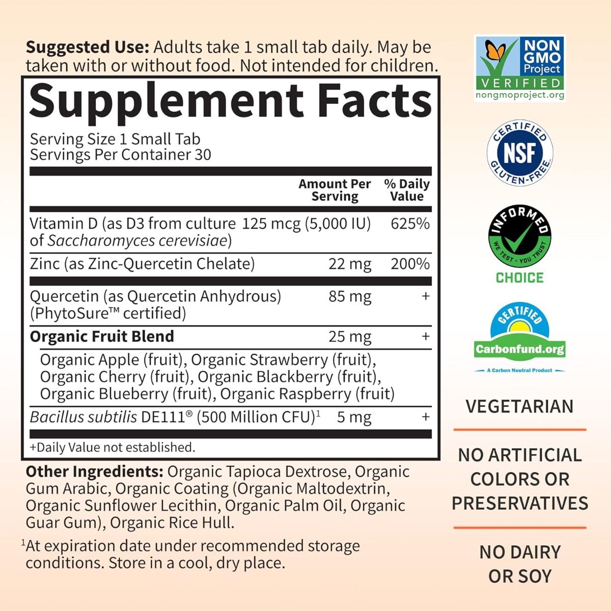 Dr. Formulated Vitamin D3 5,000 IU + Zinc 30 Tablets