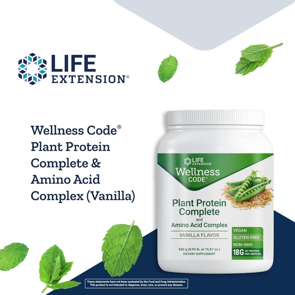 Wellness Code Plant Protein Complete & Amino Acid Complex 0.99 Lb Or 15.87 Oz. (450 G) Powder Vanilla