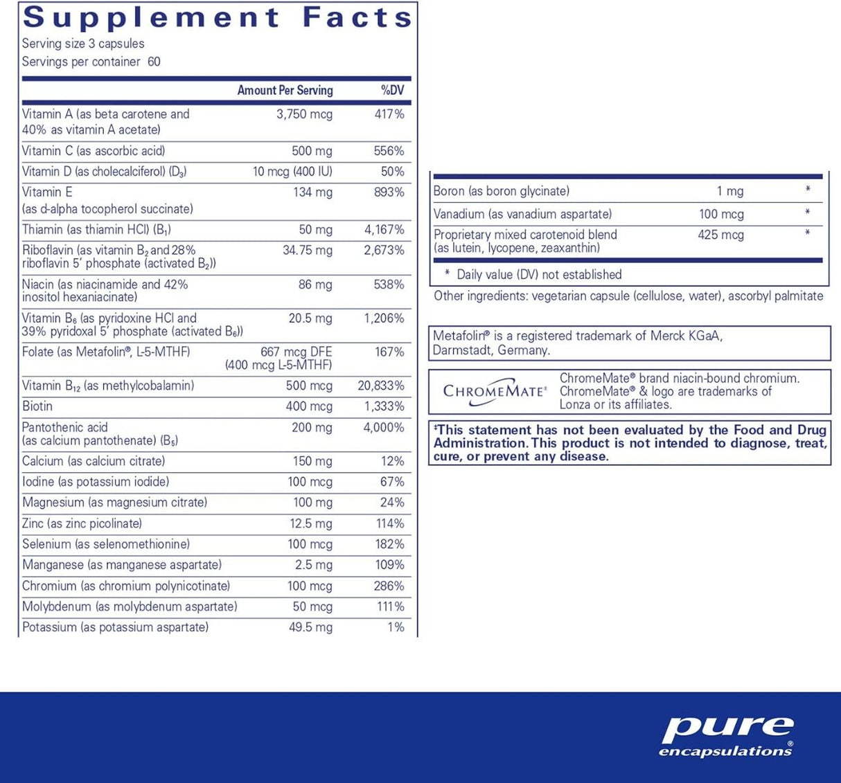 Nutrient 950A Without Copper And Iron 180 Capsules