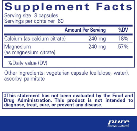 Calcium Magnesium Citrate 180 Capsules