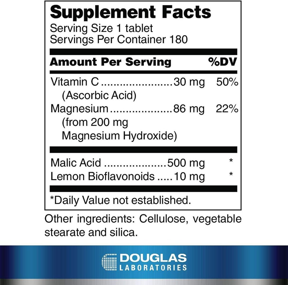 Malic Acid + Magnesium 180 Tablets