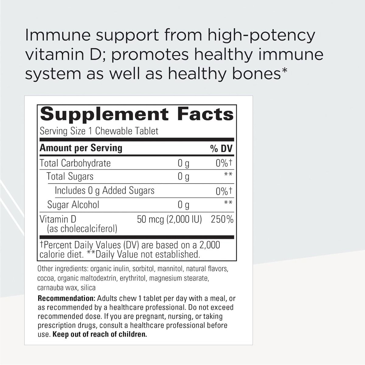 Vitamin D3 2000 IU 120 Chewable Tablets