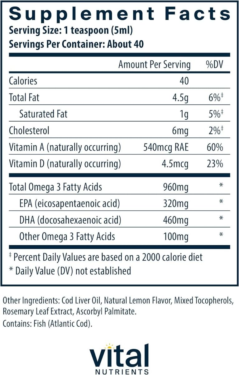 Ultra Pure Cod Liver Oil 200ml Liquid Lemon