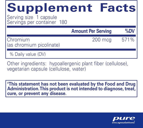 Chromium Picolinate 200 MCG 180 Capsules