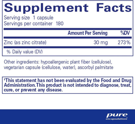 Zinc Citrate 180 Capsules