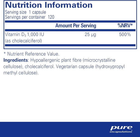 Vitamin D3 1000 IU 120 Capsules