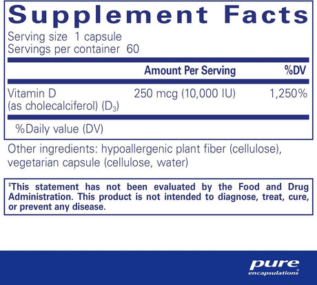 Vitamin D3 10,000 IU 60 Capsules