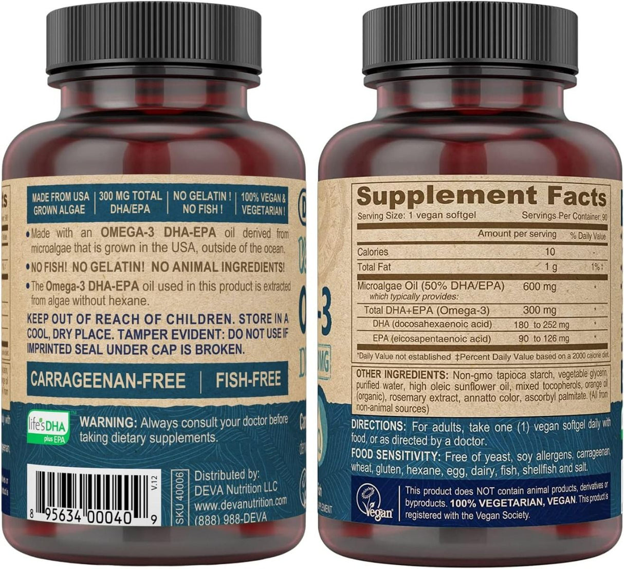 Deva Vegan Omega-3 DHA 200 MG 90 Softgels