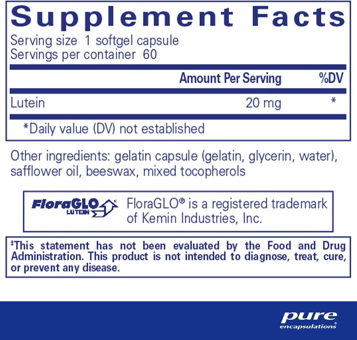 Lutein 20 MG 60 Capsules