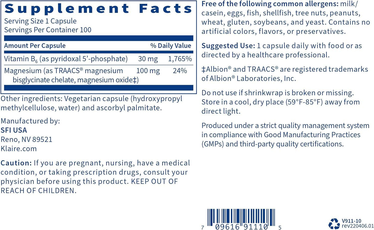 P-5-P Plus with Magnesium 100Veggie Caps