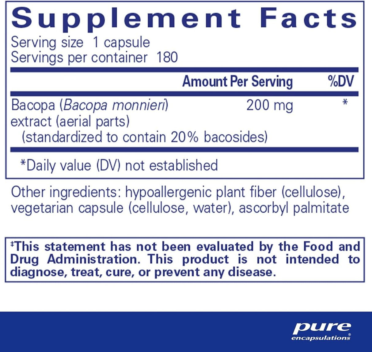 Bacopa Monni180 era 200 Mg Veggie Caps