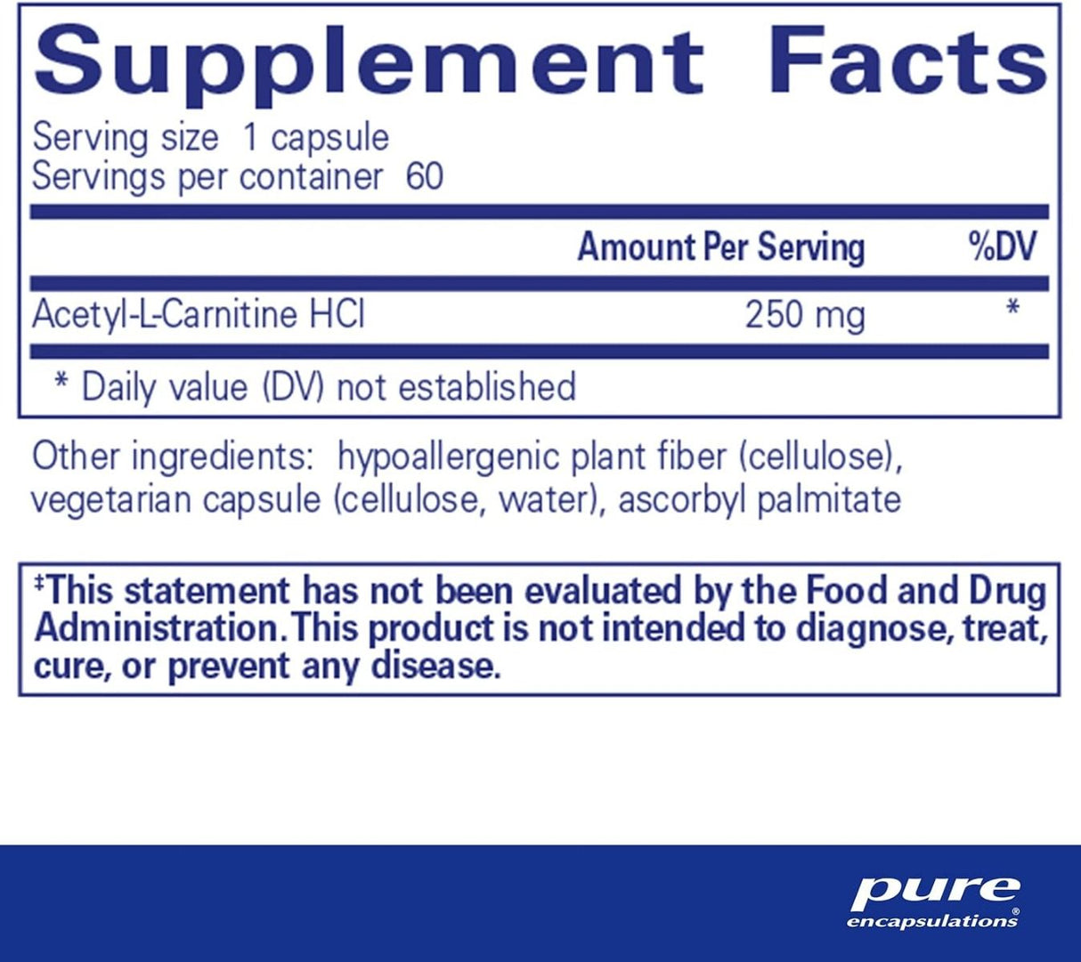 Acetyl-L-Carnitine 250 Mg 60 Veggie Caps