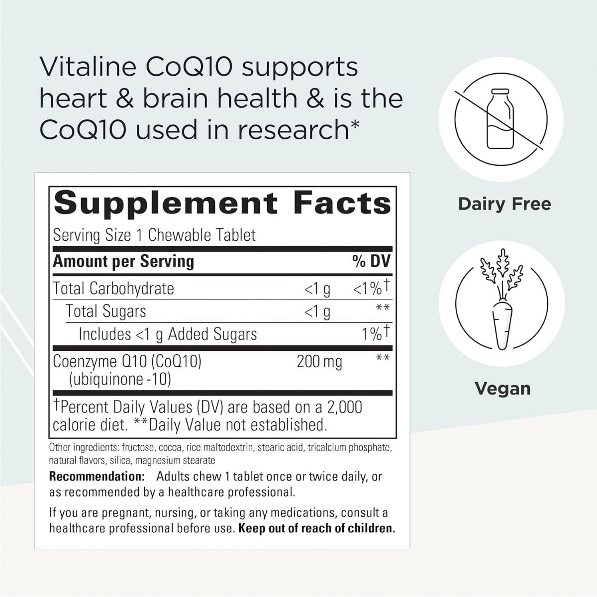 Vitaline CoQ10 Chewable 200 MG 30 Chewable Wafers Chocolate