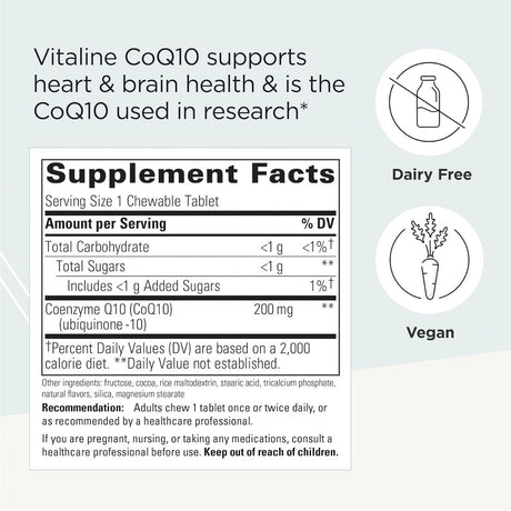 Vitaline CoQ10 Chewable 200 MG 30 Chewable Wafers Chocolate