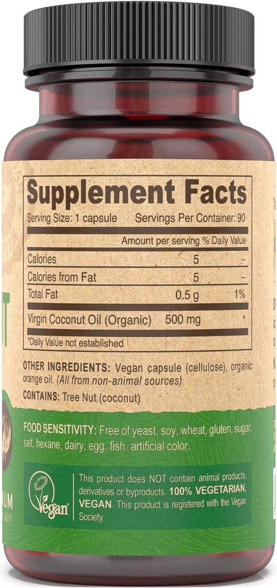 Devan Vegan Vitamins Coconut Oil 90Vegan Capsules