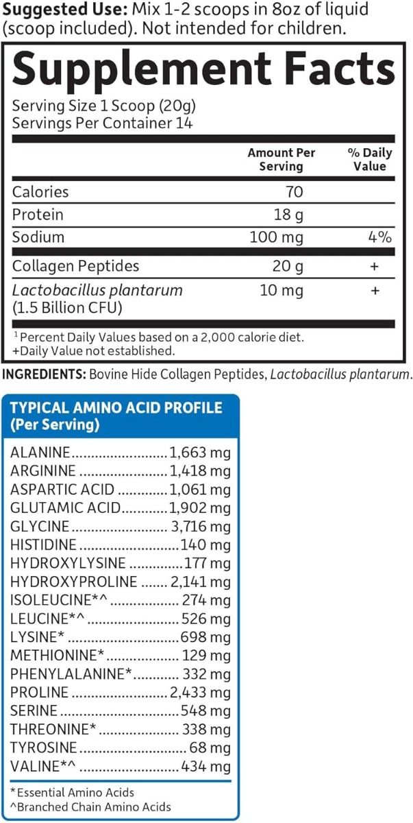 Grass Fed Collagen Peptides 9.87 Oz (280g) Powder Unflavored