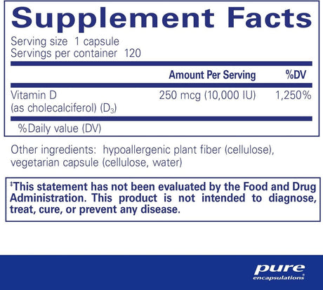 Vitamin D3 10,000 IU 120 Veggie Caps