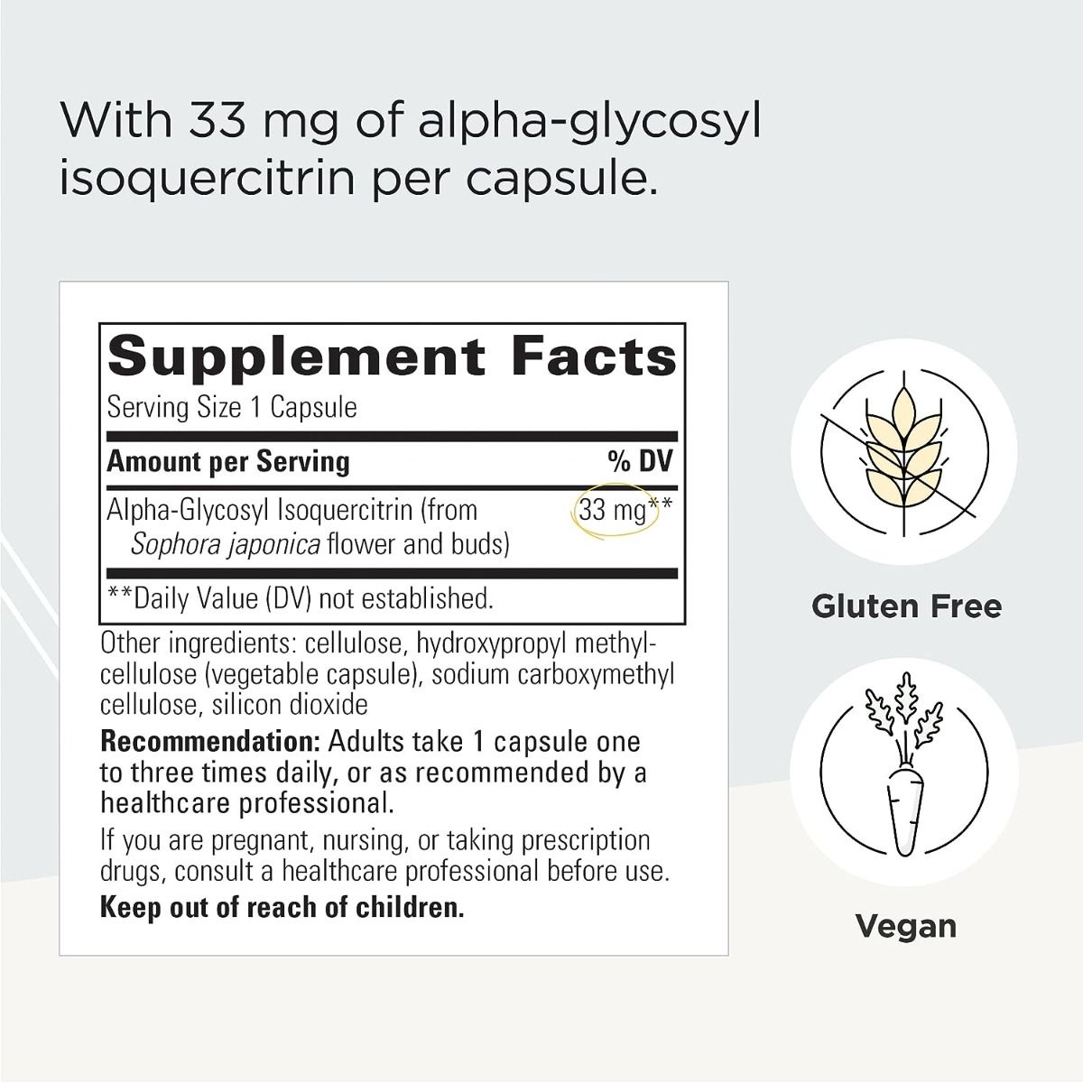 Alpha-Glycosyl Isoquercitrin 60 Veggie Caps